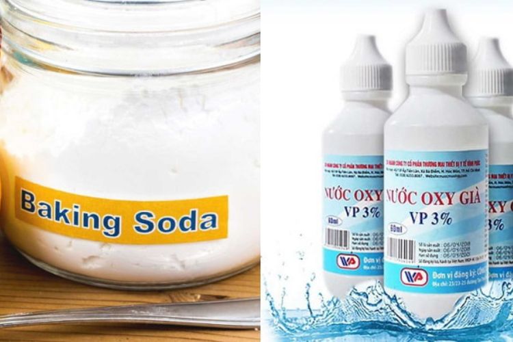 Xóa hình in áo thun bằng nước rửa bát, bột baking soda và oxy già