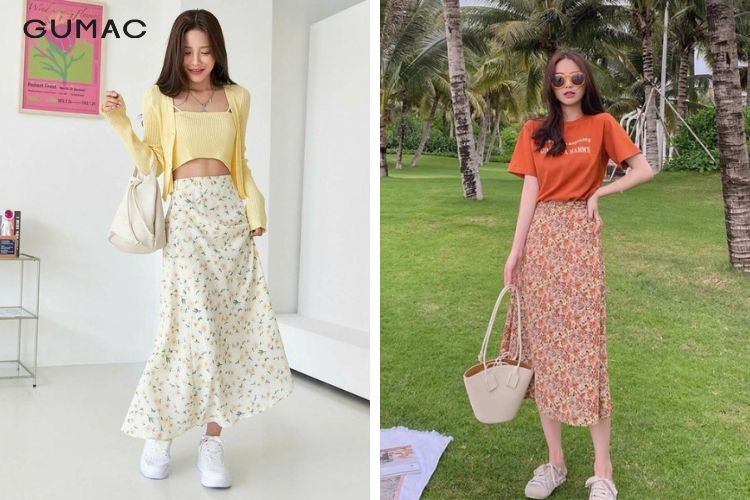 Chân váy xòe dáng dài chất von ren bông hoa dễ thương, chân váy ba lớp dài  ~80cm, lên đồ dịu dàng dễ thương | Shopee Việt Nam