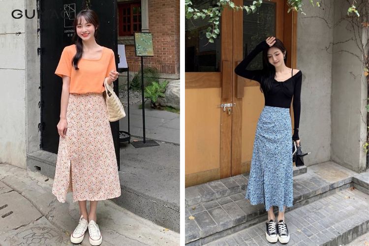 Mua Chân váy hoa nhí vintage 2 tầng ngắn có lót trong dáng xòe phong cách Hàn  Quốc nhiều màu vải voan mỏng cực xinh | Tiki
