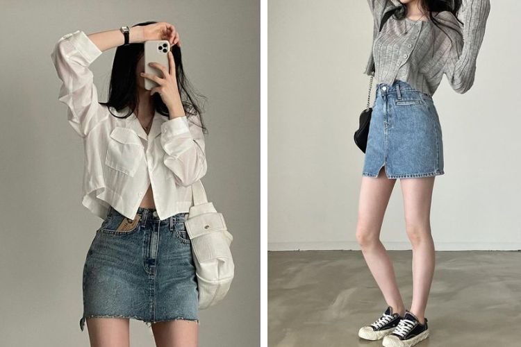 Chân váy jeans kết hợp với áo gì để trông thật trẻ trung năng động | ELLY -  TOP 10 Thương Hiệu Nổi Tiếng Việt Nam
