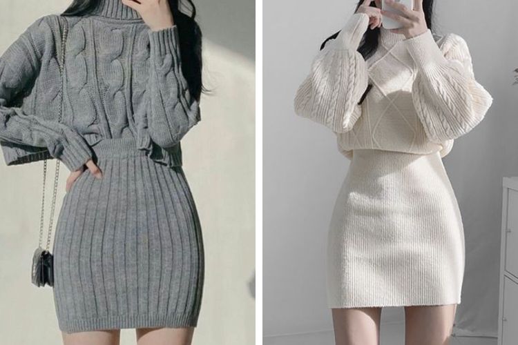 Những mẫu váy len dáng dài đẹp diện cho mùa thu đông 2022