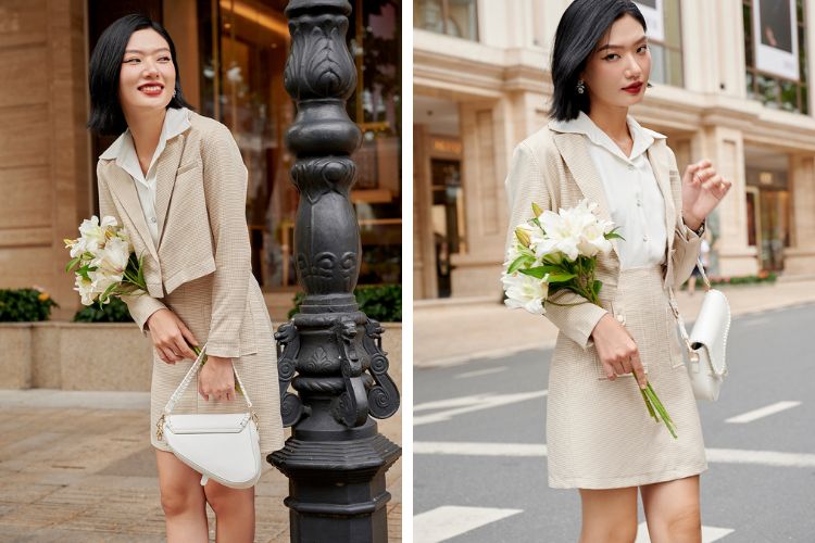 Chân váy nâu phối áo màu gì