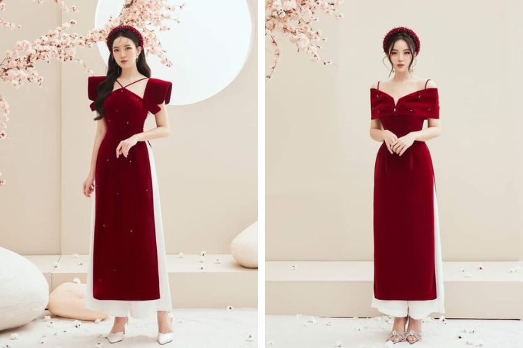 chất liệu áo dài may từ vải nhung
