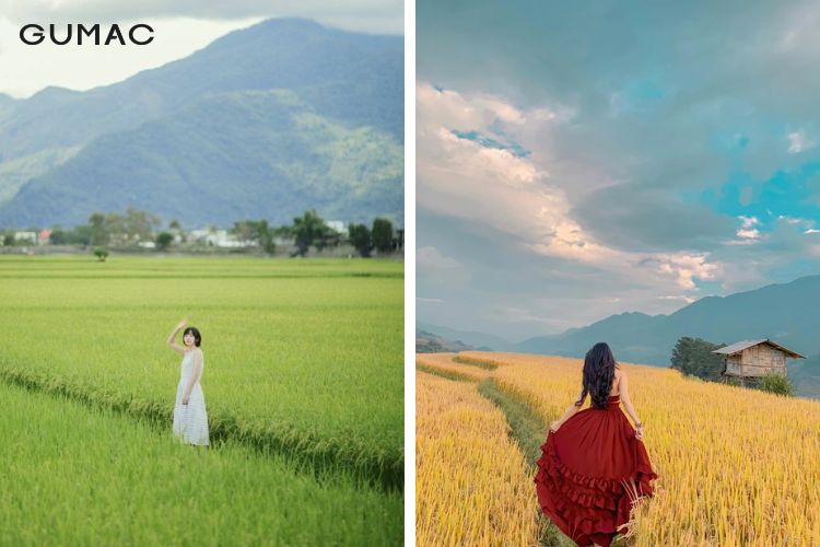 Váy đầm dài mang đến những bức hình thướt tha