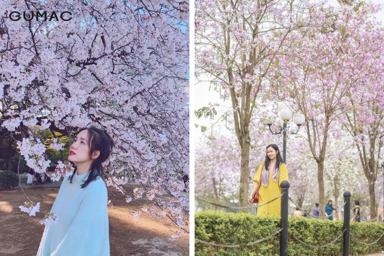 Quần tây cùng áo sơ mi tay bồng sành điệu