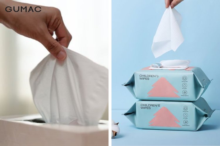 Khăn giấy khô, ướt hoặc nước rửa tay