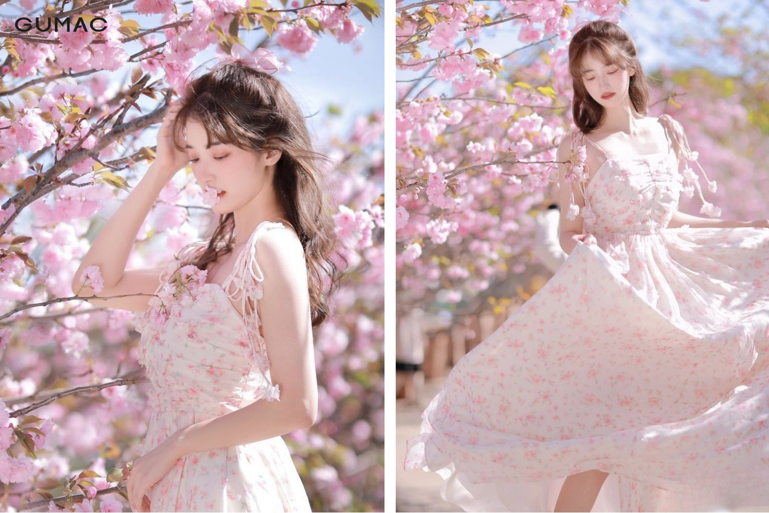 y tuong chup anh kieu nang tho voi hoa anh dao