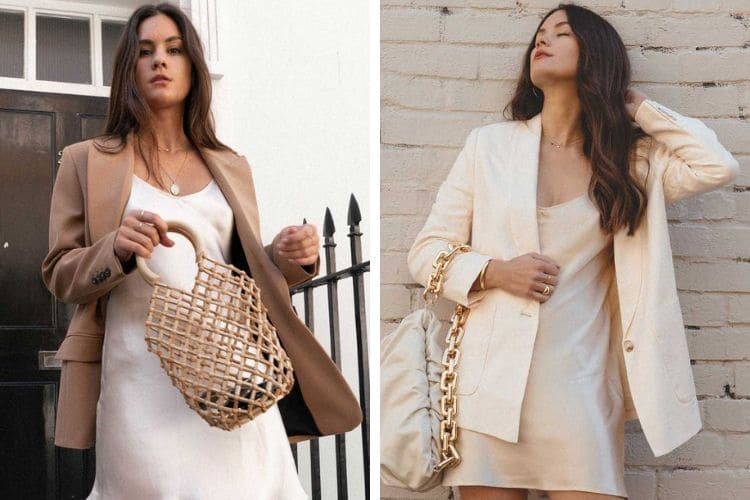 áo khoác blazer da ngăm mặc màu trắng được không