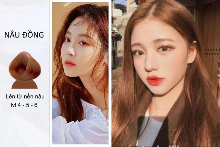 màu tóc nâu ánh đồng