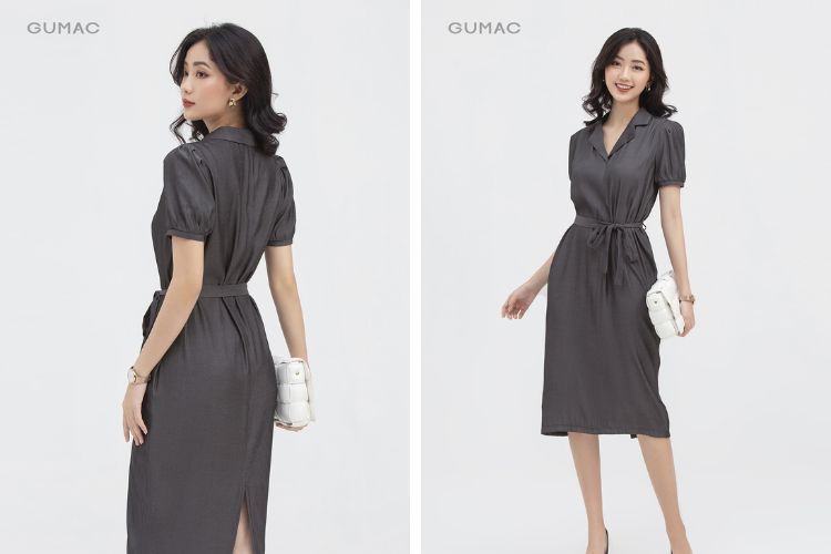 Đầm dáng suông cổ v