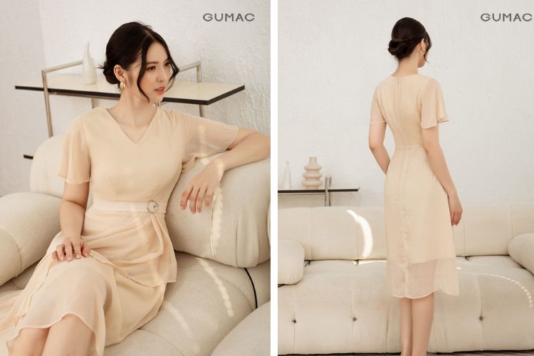 Đầm đắp chéo cột eo