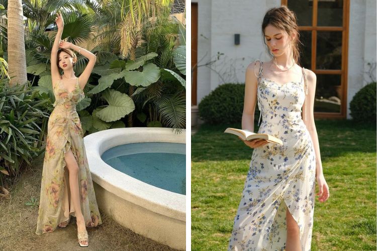  Đầm maxi xẻ tà