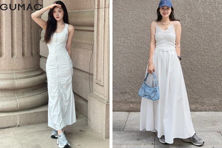 Giay the thao nang dong phoi cung vay trang