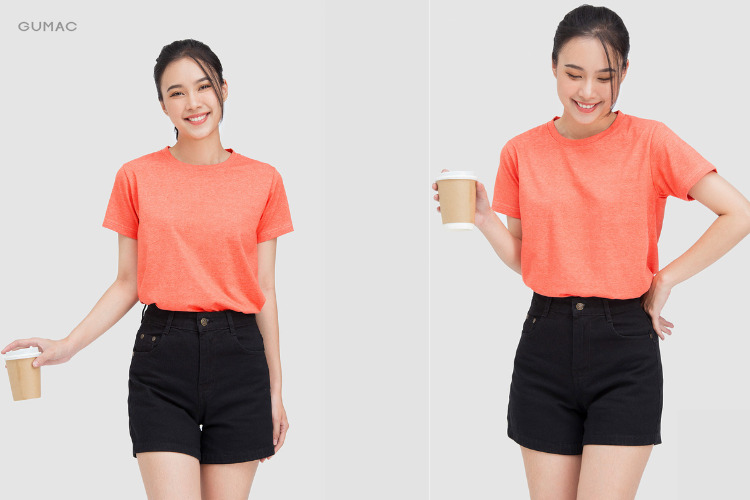 Quần short jean cùng áo thun chữ V Quần short jean cùng áo thun chữ V
