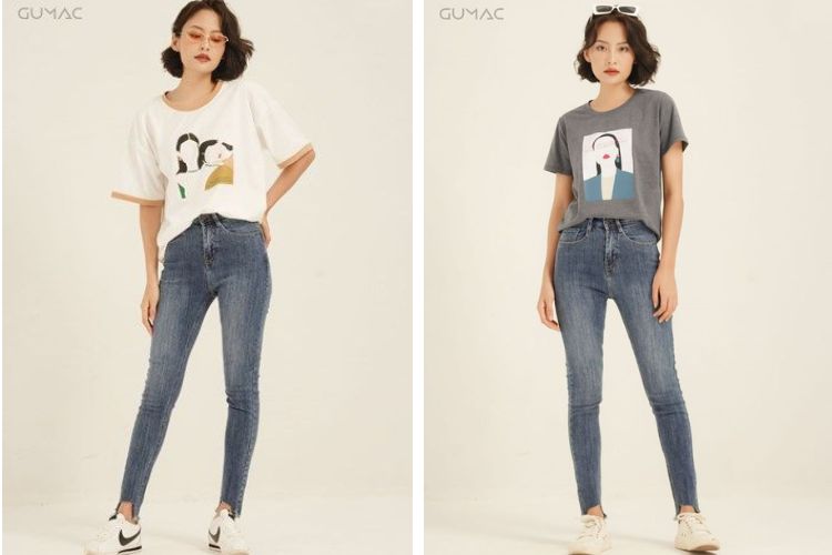 Áo thun mix quần jean