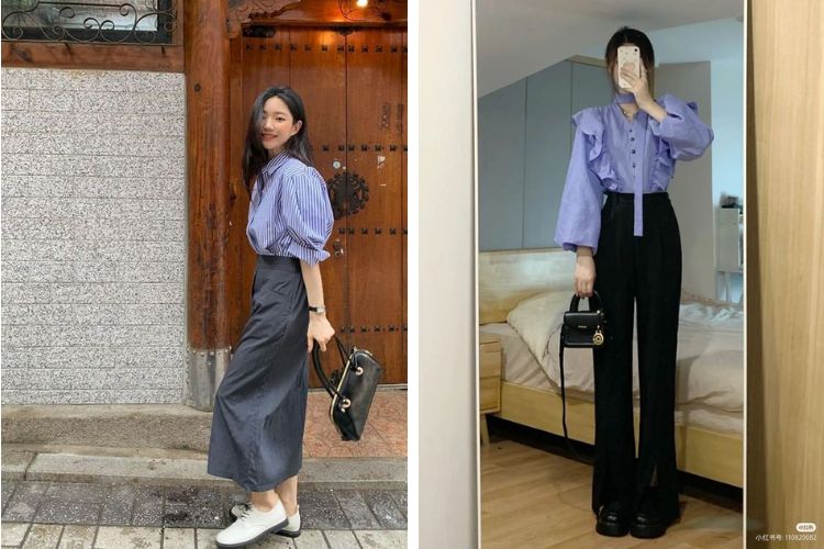 Áo sơ mi phối quần dài