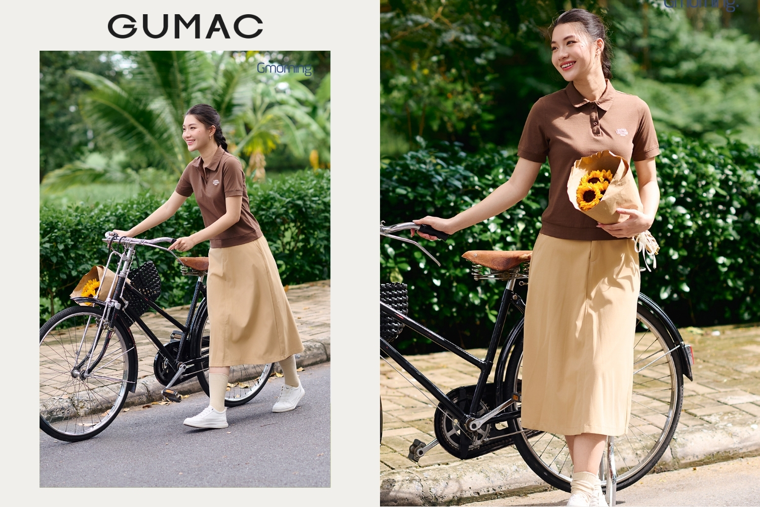 ao thun nu gumac mix chan vay di dai loan mua thu dep cho nu