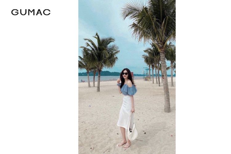 áo trễ vai phối chân váy nữ tính