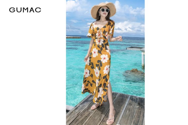 đầm maxi hoạ tiết phối với mũ cối đầm maxi hoạ tiết phối với mũ cối