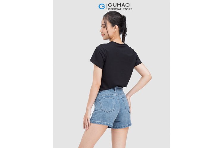 Quần short jean phối áo thun hai dây
