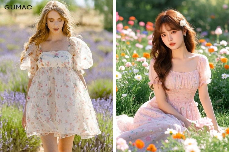 vay babydoll tay bong ca tinh