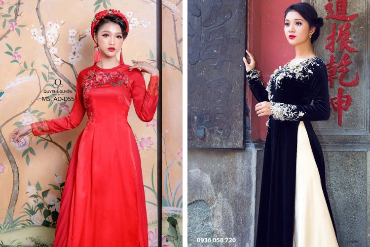 Áo dài thêu/in họa tiết 3D ấn tượng Áo dài thêu/in họa tiết 3D ấn tượng