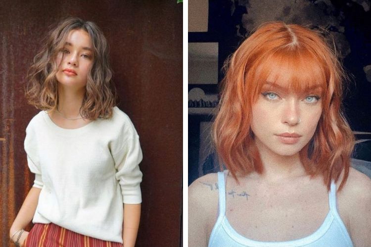 kiểu tóc cho mặt vuông tròn dáng tóc uốn cho nữ