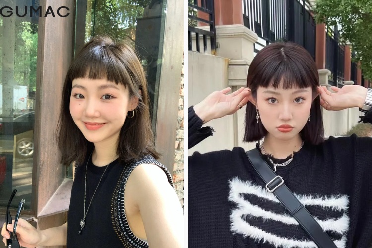 Kieu toc ngan thang om ket hop toc mai ngan