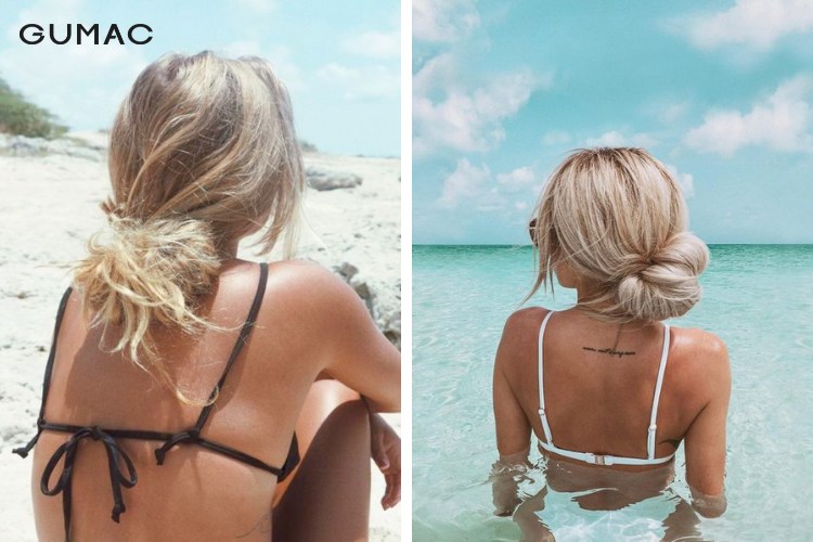 Tóc đi biển búi thấp nhẹ nhàng