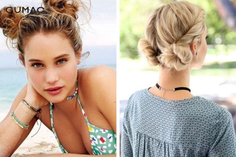 Tóc búi hai bên cho nữ đi biển
