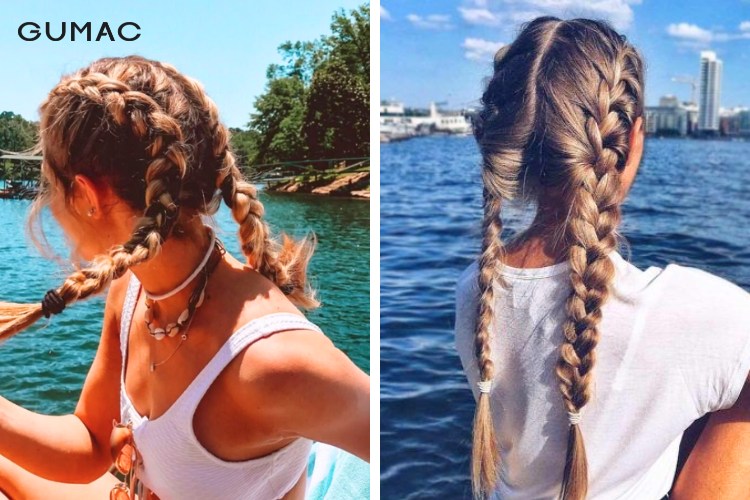 Tóc tết đi biển 2 bên cho cô nàng