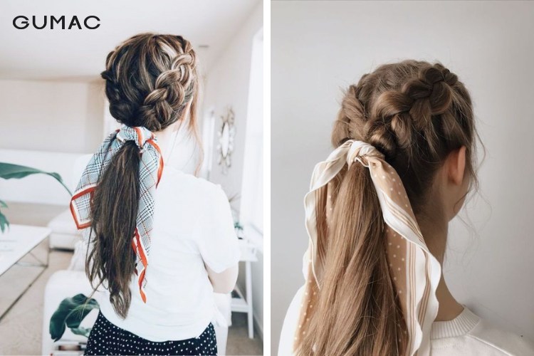 Tóc đi biển kết hợp cột cao và thắt bím