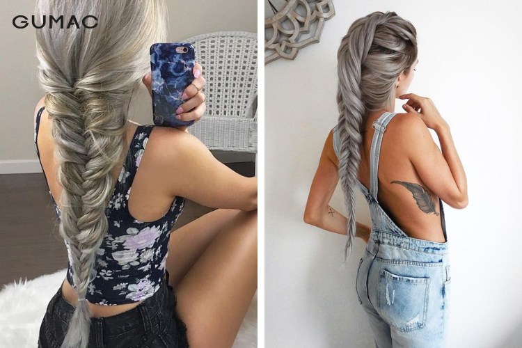 Kiểu tóc đi tiệc cho nữ mặt tròn với tết đuôi sam