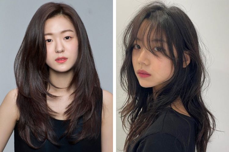 Tóc layer dài cho mặt trái xoan