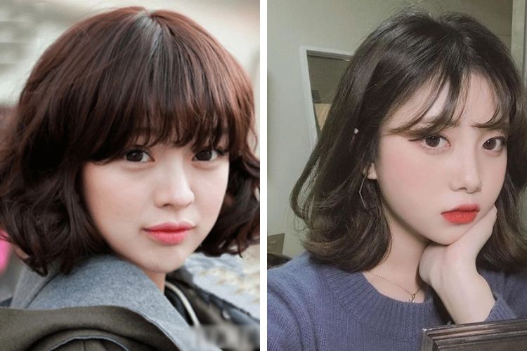 Tóc mái ngố xoăn ngang vai