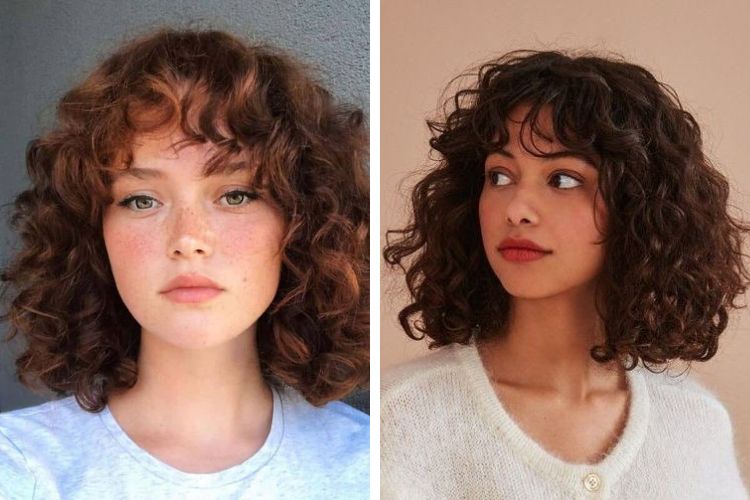 Tóc ngắn ngang vai lọn nhỏ