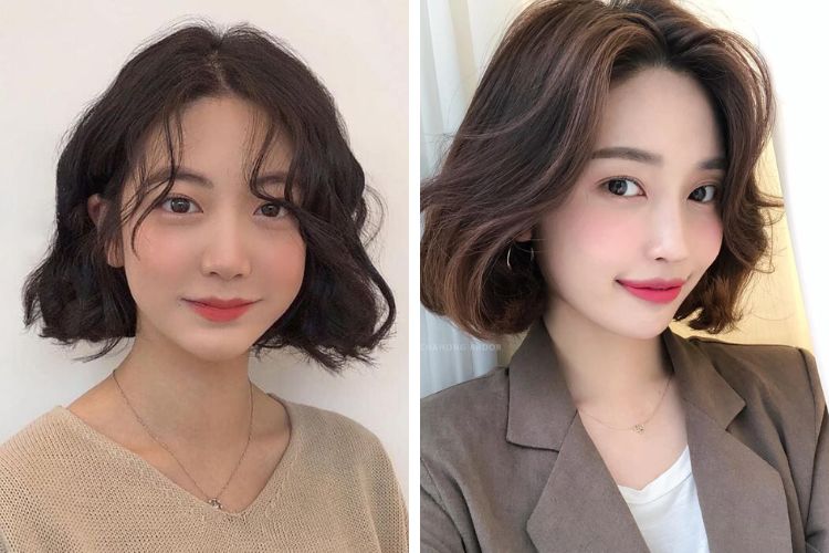 Tóc xoăn không mái ngang vai