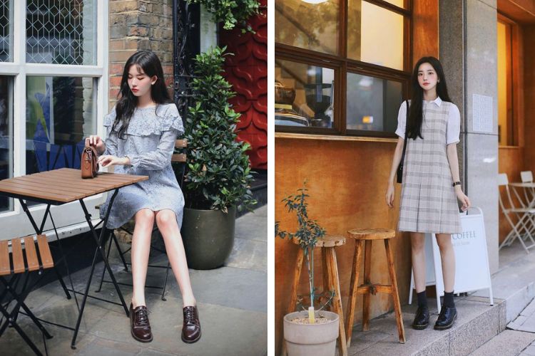 phối giày với đầm suông 