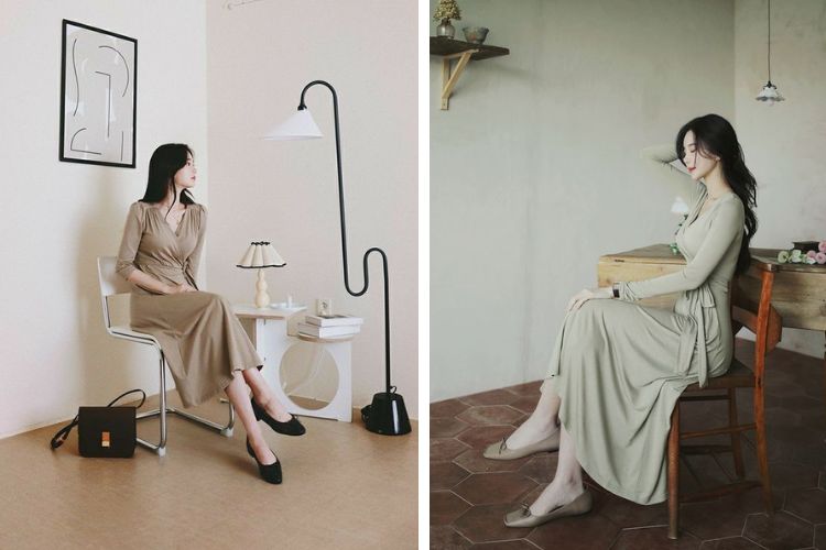 cách phối giày với đầm suông