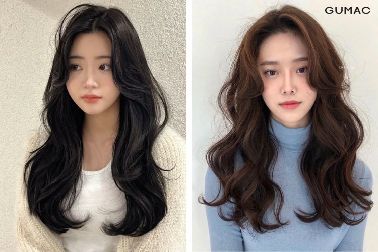 kieu toc dai gon song ket hop mai uon dang yeu