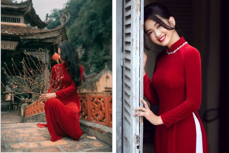 ái dài đỏ nhung