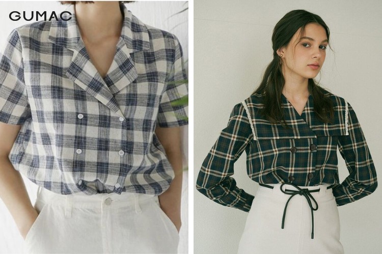 ao so mi dang vest hoa tiet caro