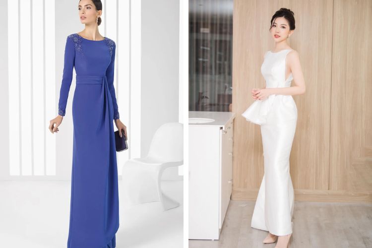 Đầm dáng cổ thuyền dạ hội