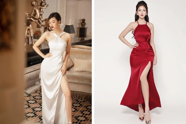 Đầm dạ hội cổ yếm sang trọng