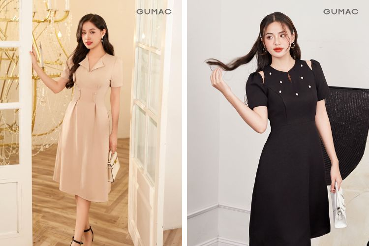 đầm xòe chiết eo sành điệu