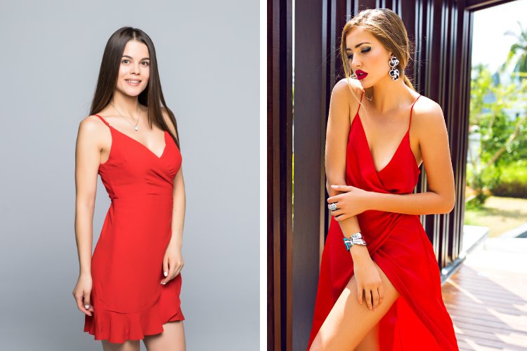 Đầm hai dây màu đỏ