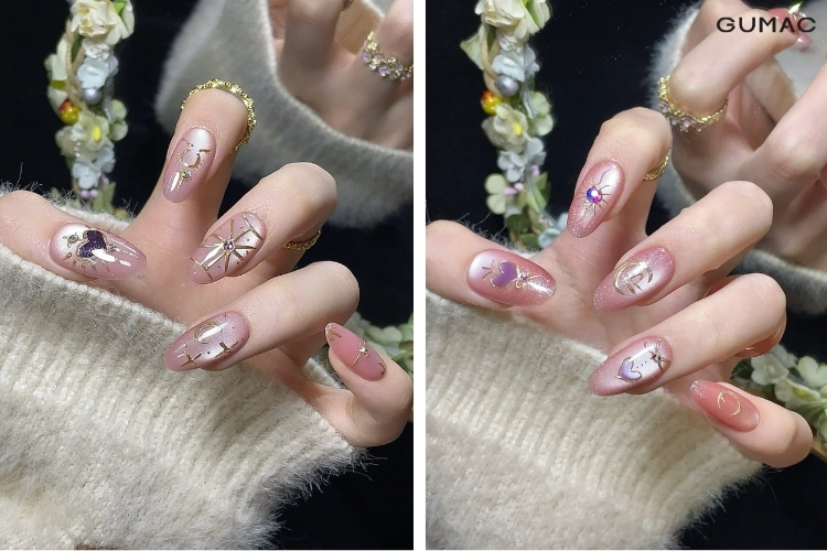 mau nail vu tru nen hong dep