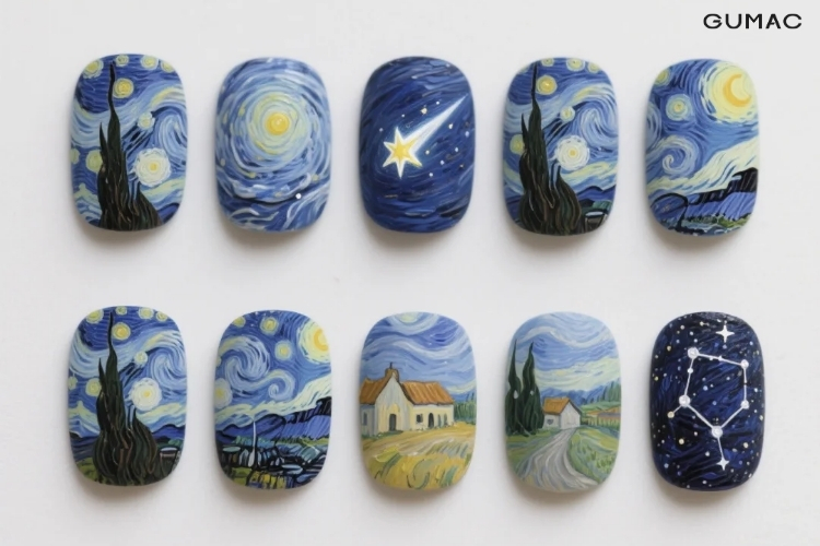 mau nail chu de dem day sao