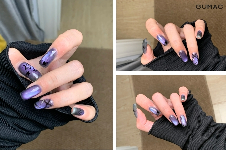  mau nail galaxy nen tim