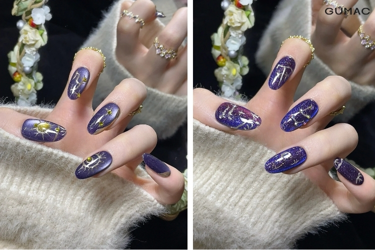 mau nail hoa tiet cung hoang dao dep